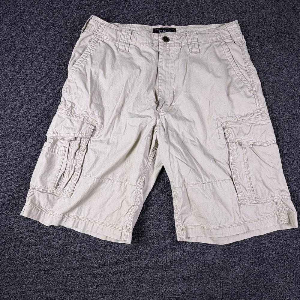 CSG Shorts Mens 32 Cargo Khaki Cotton Champs Sports Gear EUC